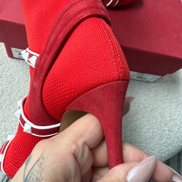 ✨ Valentino Rockstud Ankle Sock Booties — Red — Size 36 ✨ - Picture 8 of 11